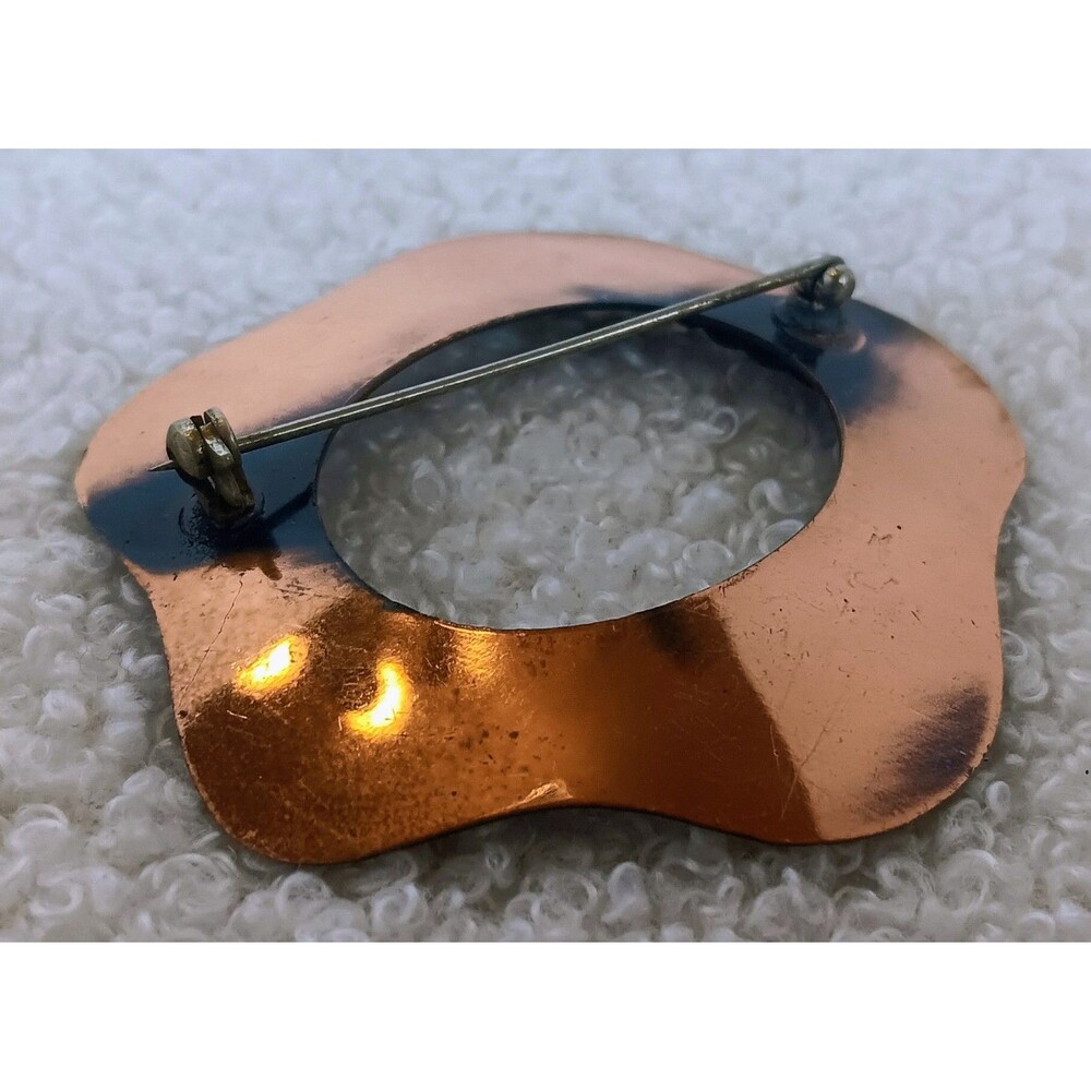 Vintage Modernist Copper Rope Star Brooch 2.25 in - Picture 4 of 10
